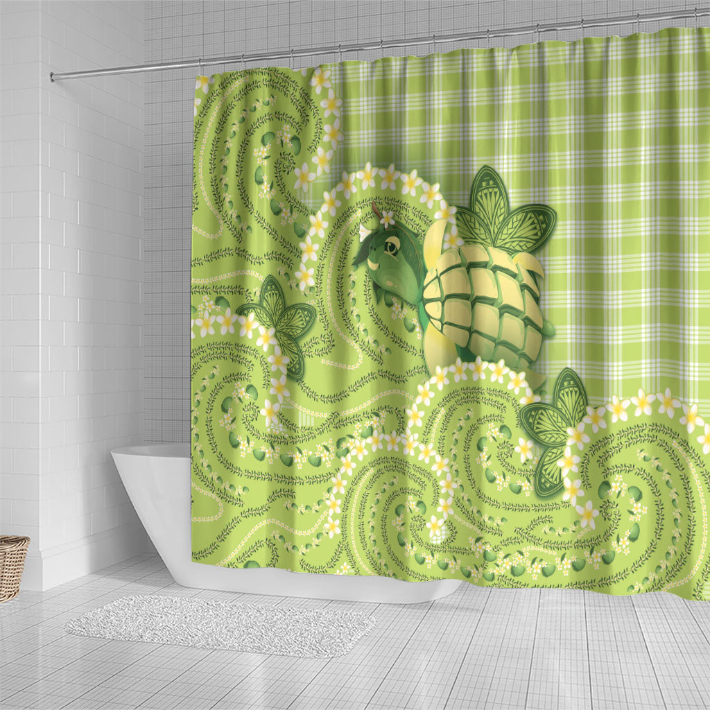 Hawaii Palaka Shower Curtain Cute Green Mango Turtle On The Waves