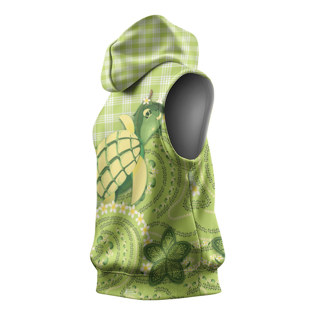 Hawaii Palaka Sleeveless Hoodie Cute Green Mango Turtle On The Waves