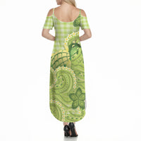 Hawaii Palaka Summer Maxi Dress Cute Green Mango Turtle On The Waves