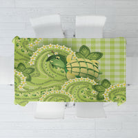 Hawaii Palaka Tablecloth Cute Green Mango Turtle On The Waves