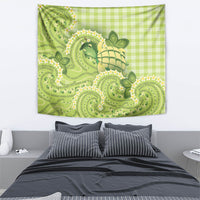 Hawaii Palaka Tapestry Cute Green Mango Turtle On The Waves