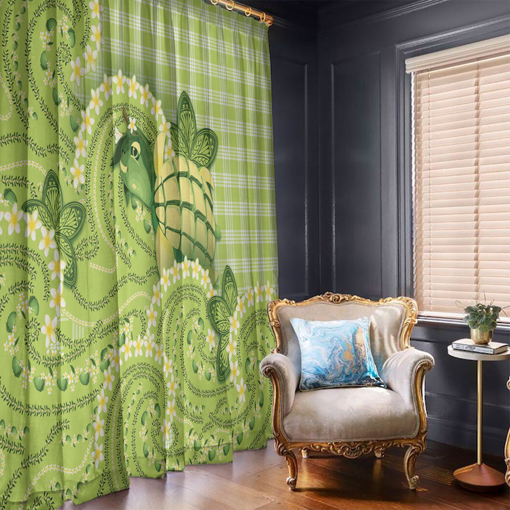 Hawaii Palaka Window Curtain Cute Green Mango Turtle On The Waves