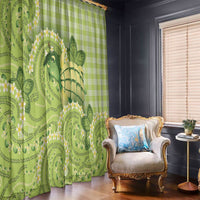 Hawaii Palaka Window Curtain Cute Green Mango Turtle On The Waves