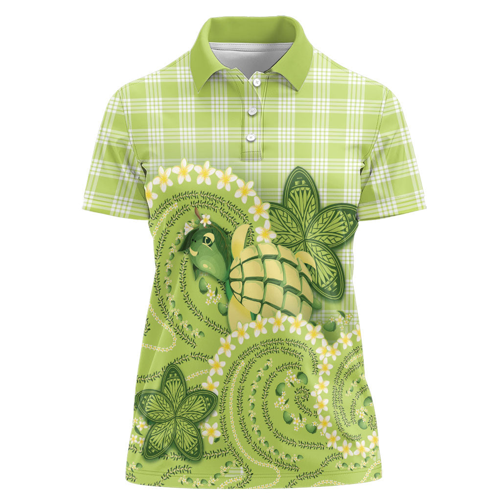 Hawaii Palaka Women Polo Shirt Cute Green Mango Turtle On The Waves