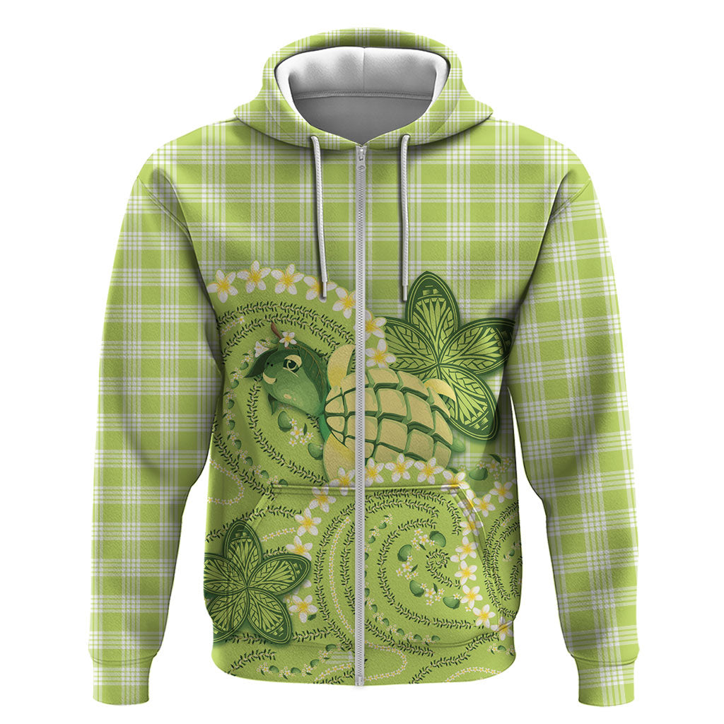 Hawaii Palaka Zip Hoodie Cute Green Mango Turtle On The Waves
