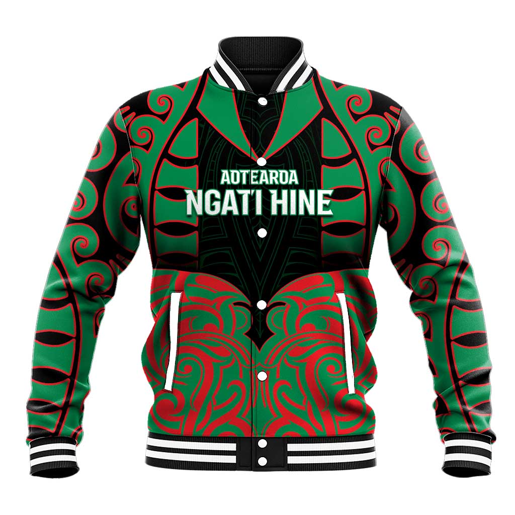 Custom Aotearoa Ngati Hine Baseball Jacket Maori Pattern New Zealand - Polynesian Pride