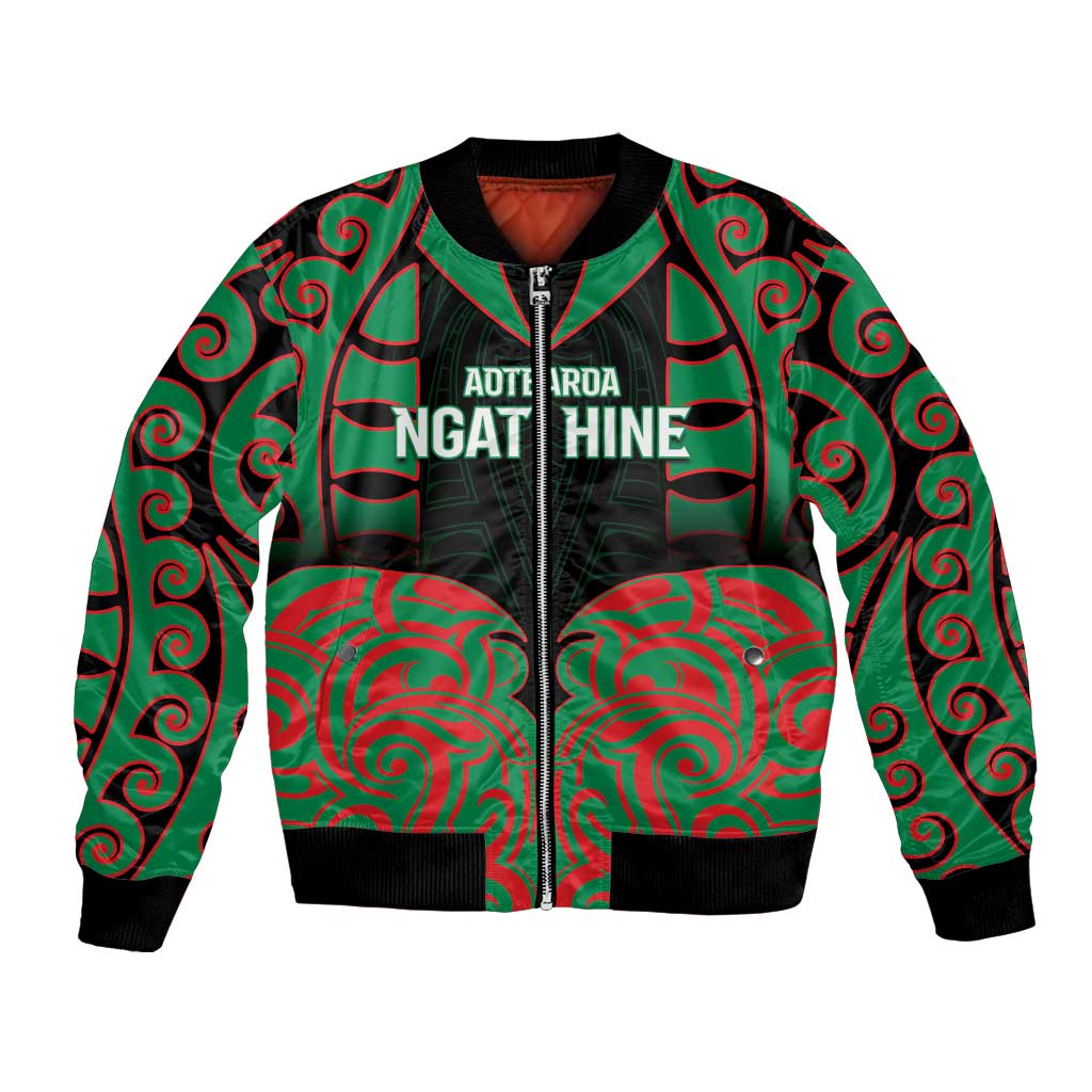 Custom Aotearoa Ngati Hine Bomber Jacket Maori Pattern New Zealand - Polynesian Pride