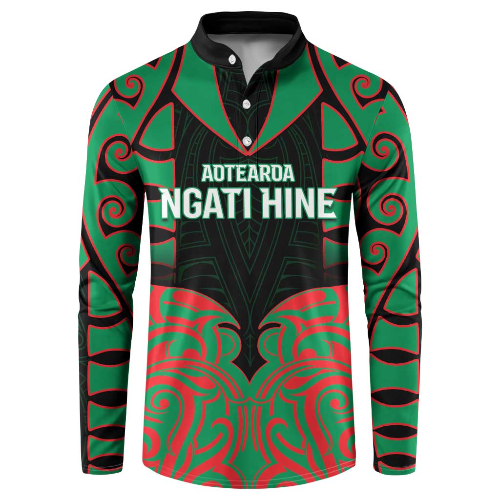 Custom Aotearoa Ngati Hine Button Sweatshirt Maori Pattern New Zealand - Polynesian Pride