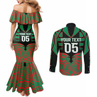 Custom Aotearoa Ngati Hine Couples Matching Mermaid Dress and Long Sleeve Button Shirt Maori Pattern New Zealand - Polynesian Pride