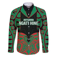 Custom Aotearoa Ngati Hine Family Matching Off The Shoulder Long Sleeve Dress and Hawaiian Shirt Maori Pattern New Zealand - Polynesian Pride