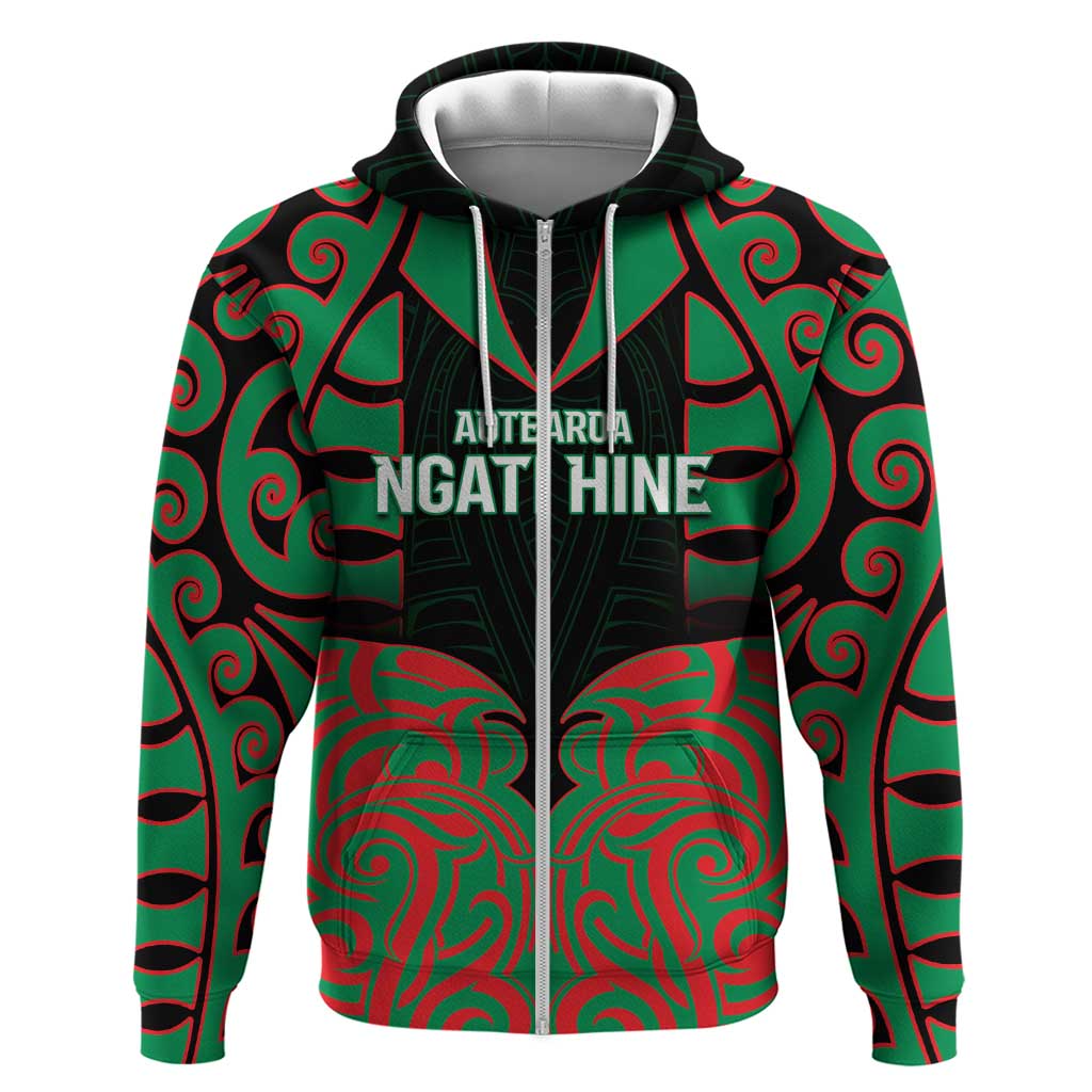 Custom Aotearoa Ngati Hine Hoodie Maori Pattern New Zealand - Polynesian Pride
