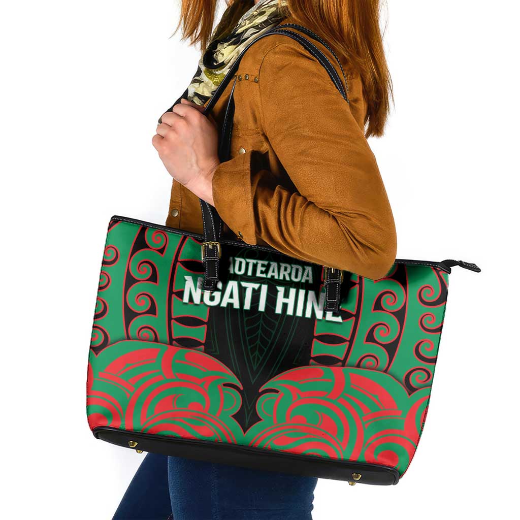 Aotearoa Ngati Hine Leather Tote Bag Maori Pattern New Zealand - Polynesian Pride