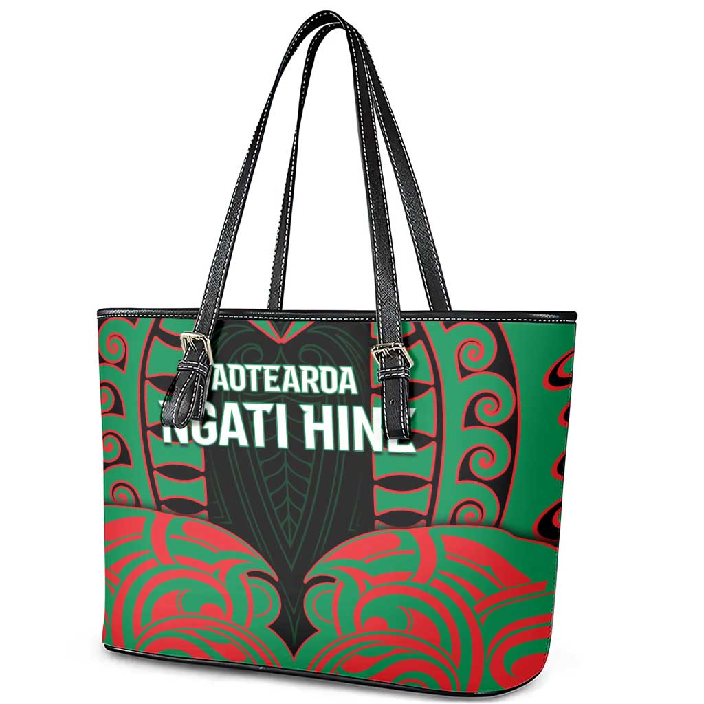 Aotearoa Ngati Hine Leather Tote Bag Maori Pattern New Zealand - Polynesian Pride