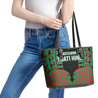 Aotearoa Ngati Hine Leather Tote Bag Maori Pattern New Zealand - Polynesian Pride