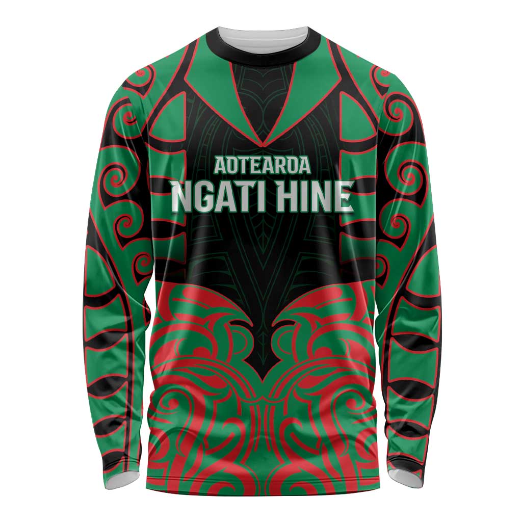 Custom Aotearoa Ngati Hine Long Sleeve Shirt Maori Pattern New Zealand - Polynesian Pride