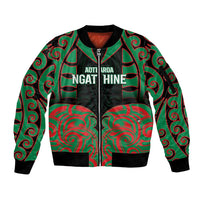 Custom Aotearoa Ngati Hine Sleeve Zip Bomber Jacket Maori Pattern New Zealand - Polynesian Pride
