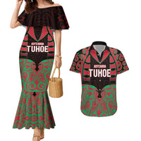 Custom Aotearoa Tuhoe Couples Matching Mermaid Dress and Hawaiian Shirt Maori Pattern New Zealand - Polynesian Pride