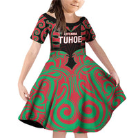 Custom Aotearoa Tuhoe Family Matching Off Shoulder Short Dress and Hawaiian Shirt Maori Pattern New Zealand - Polynesian Pride