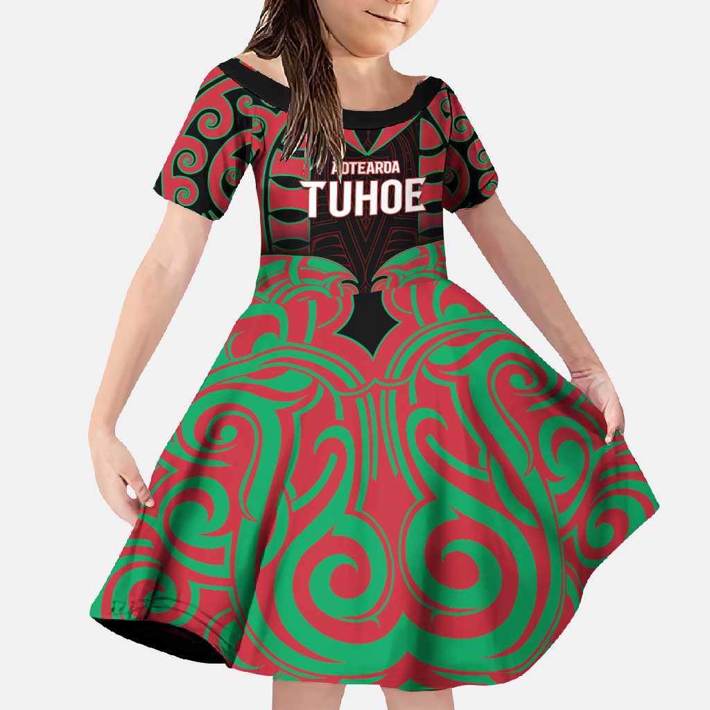 Custom Aotearoa Tuhoe Family Matching Short Sleeve Bodycon Dress and Hawaiian Shirt Maori Pattern New Zealand - Polynesian Pride