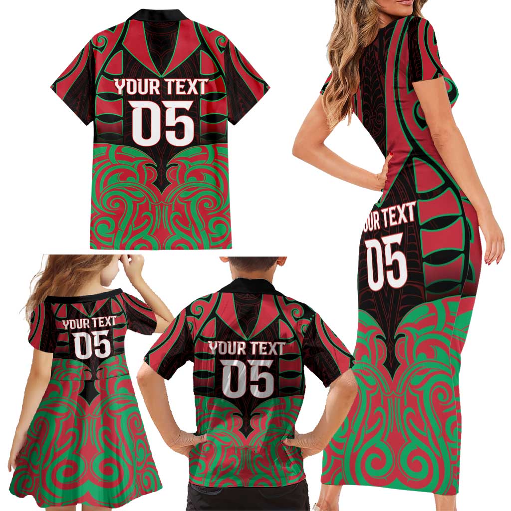 Custom Aotearoa Tuhoe Family Matching Short Sleeve Bodycon Dress and Hawaiian Shirt Maori Pattern New Zealand - Polynesian Pride