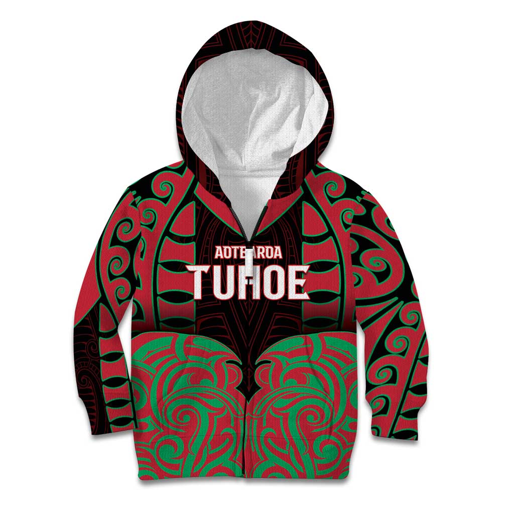 Custom Aotearoa Tuhoe Kid Hoodie Maori Pattern New Zealand - Polynesian Pride