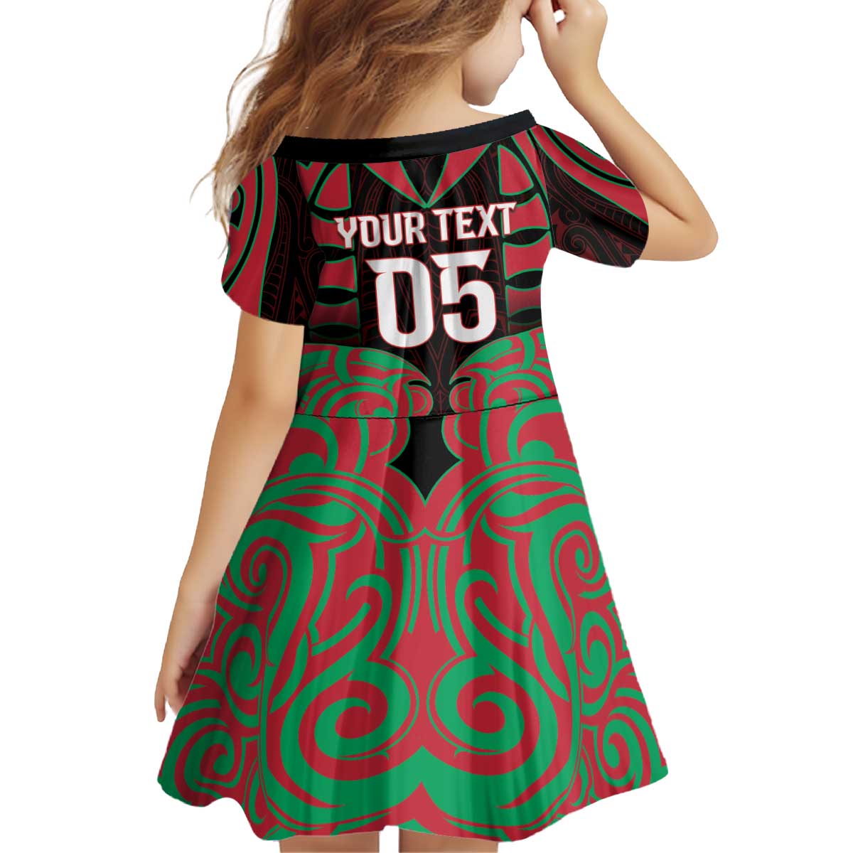 Custom Aotearoa Tuhoe Kid Short Sleeve Dress Maori Pattern New Zealand - Polynesian Pride