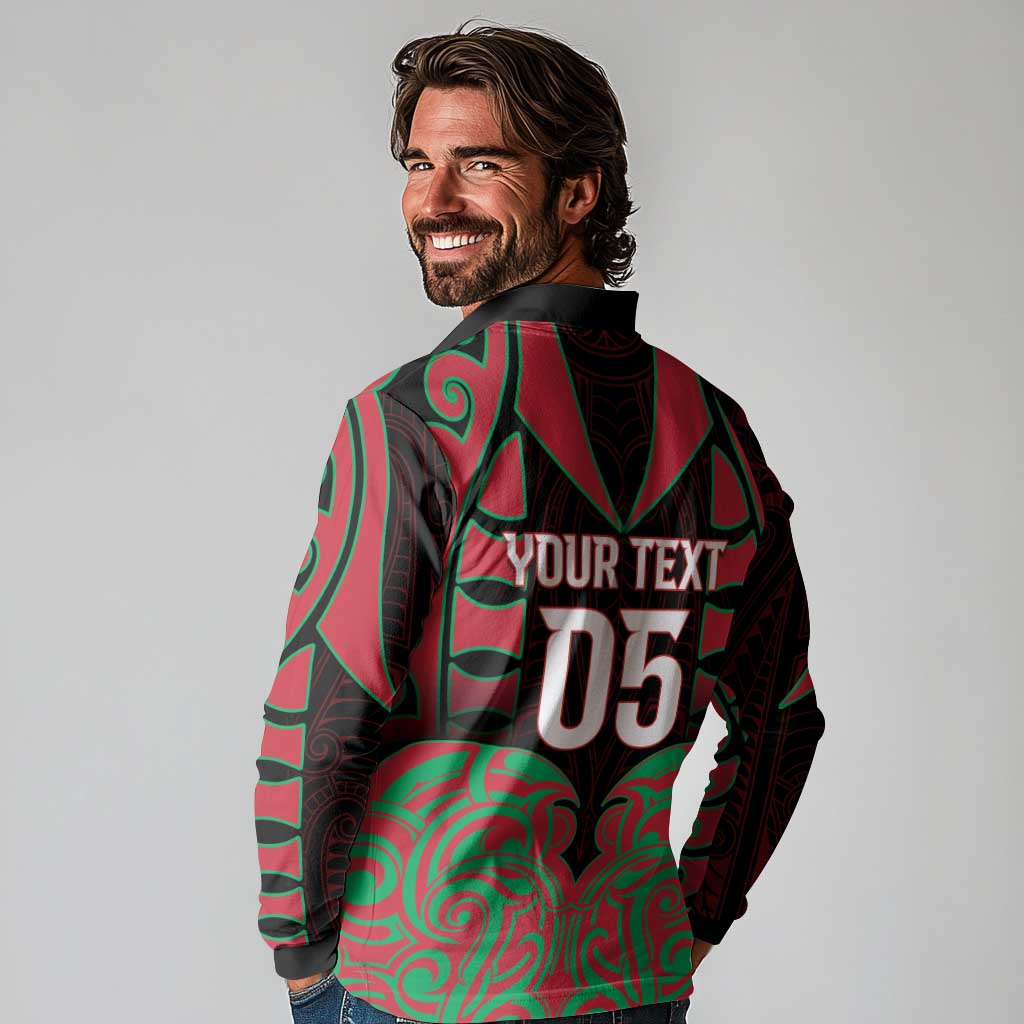 Custom Aotearoa Tuhoe Long Sleeve Polo Shirt Maori Pattern New Zealand - Polynesian Pride