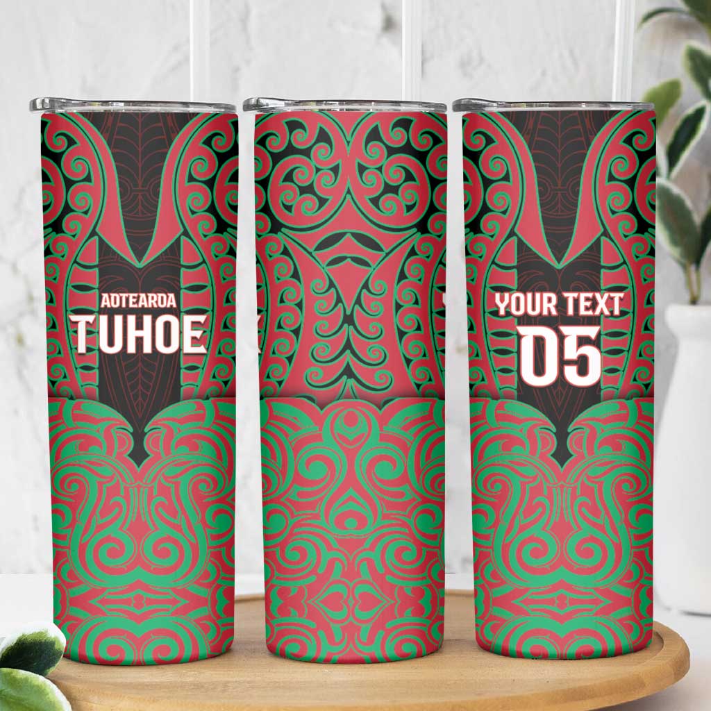 Custom Aotearoa Tuhoe Skinny Tumbler Maori Pattern New Zealand - Polynesian Pride
