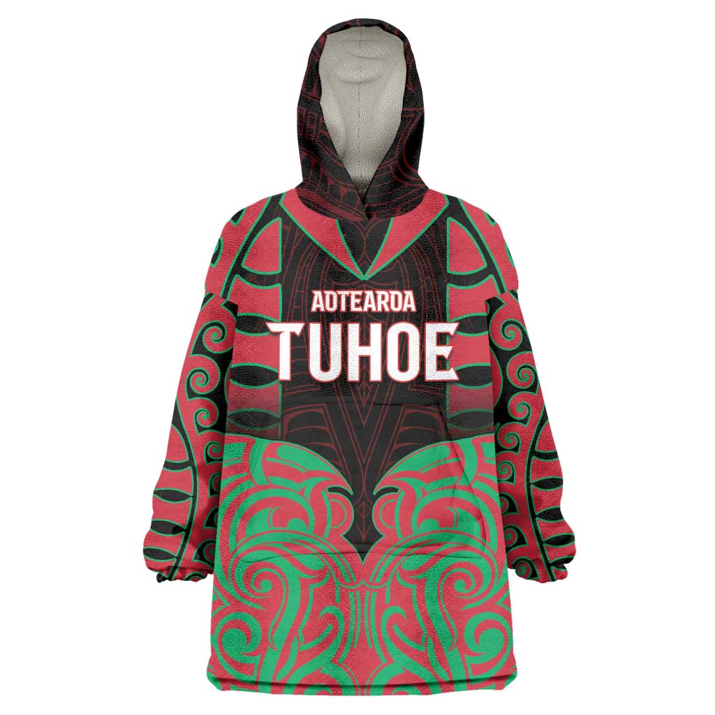 Custom Aotearoa Tuhoe Wearable Blanket Hoodie Maori Pattern New Zealand - Polynesian Pride
