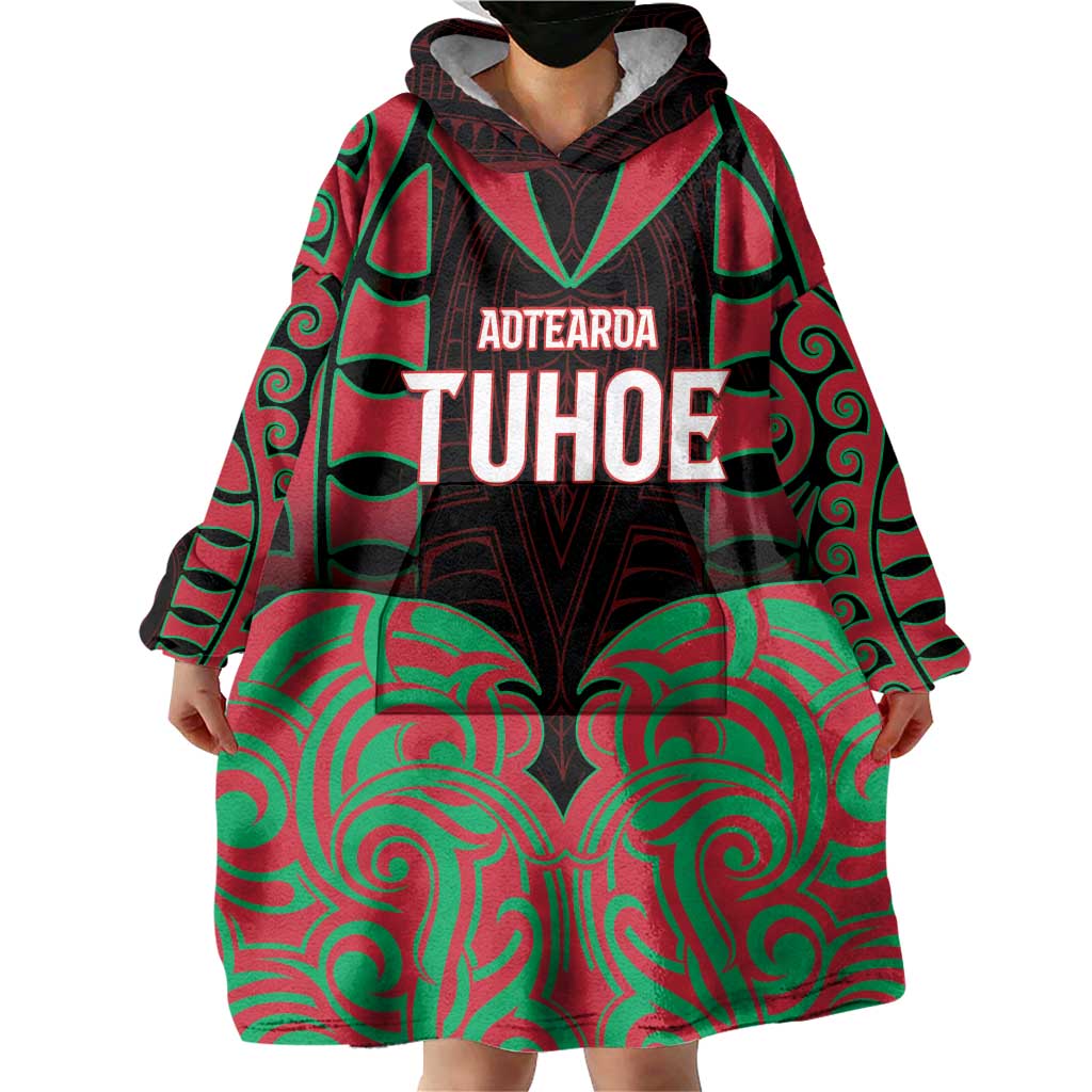 Custom Aotearoa Tuhoe Wearable Blanket Hoodie Maori Pattern New Zealand - Polynesian Pride