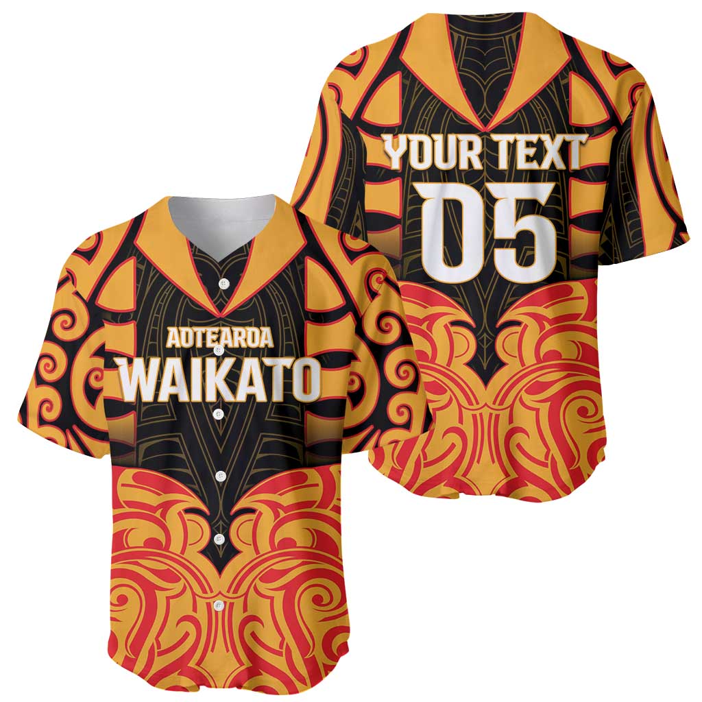 Custom Aotearoa Waikato Baseball Jersey Maori Pattern New Zealand - Polynesian Pride