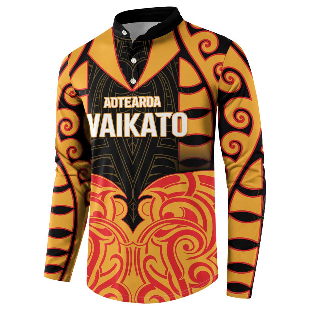 Custom Aotearoa Waikato Button Sweatshirt Maori Pattern New Zealand - Polynesian Pride