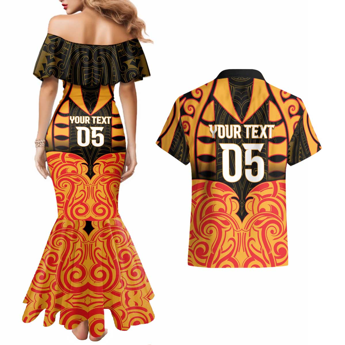 Custom Aotearoa Waikato Couples Matching Mermaid Dress and Hawaiian Shirt Maori Pattern New Zealand - Polynesian Pride