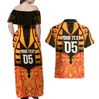 Custom Aotearoa Waikato Couples Matching Off Shoulder Maxi Dress and Hawaiian Shirt Maori Pattern New Zealand - Polynesian Pride