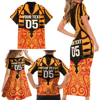Custom Aotearoa Waikato Family Matching Short Sleeve Bodycon Dress and Hawaiian Shirt Maori Pattern New Zealand - Polynesian Pride