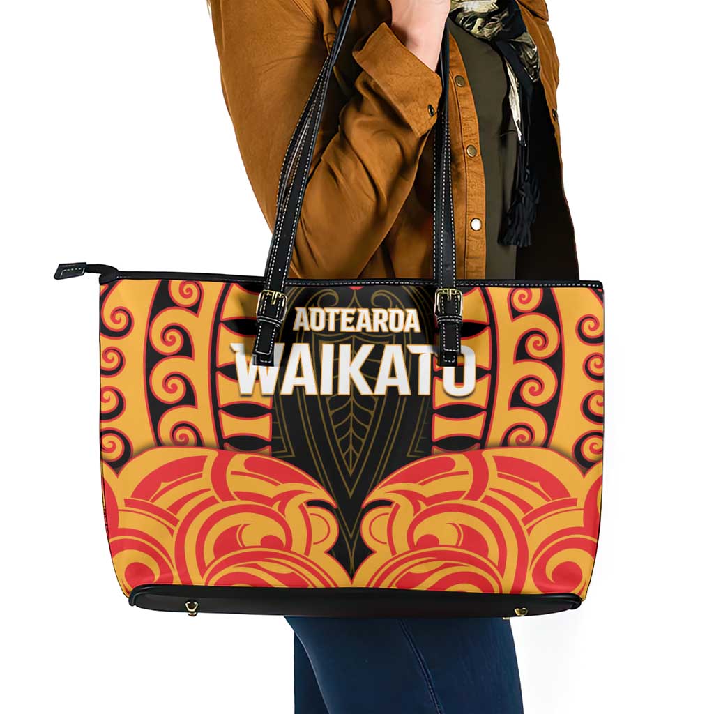 Aotearoa Waikato Leather Tote Bag Maori Pattern New Zealand - Polynesian Pride