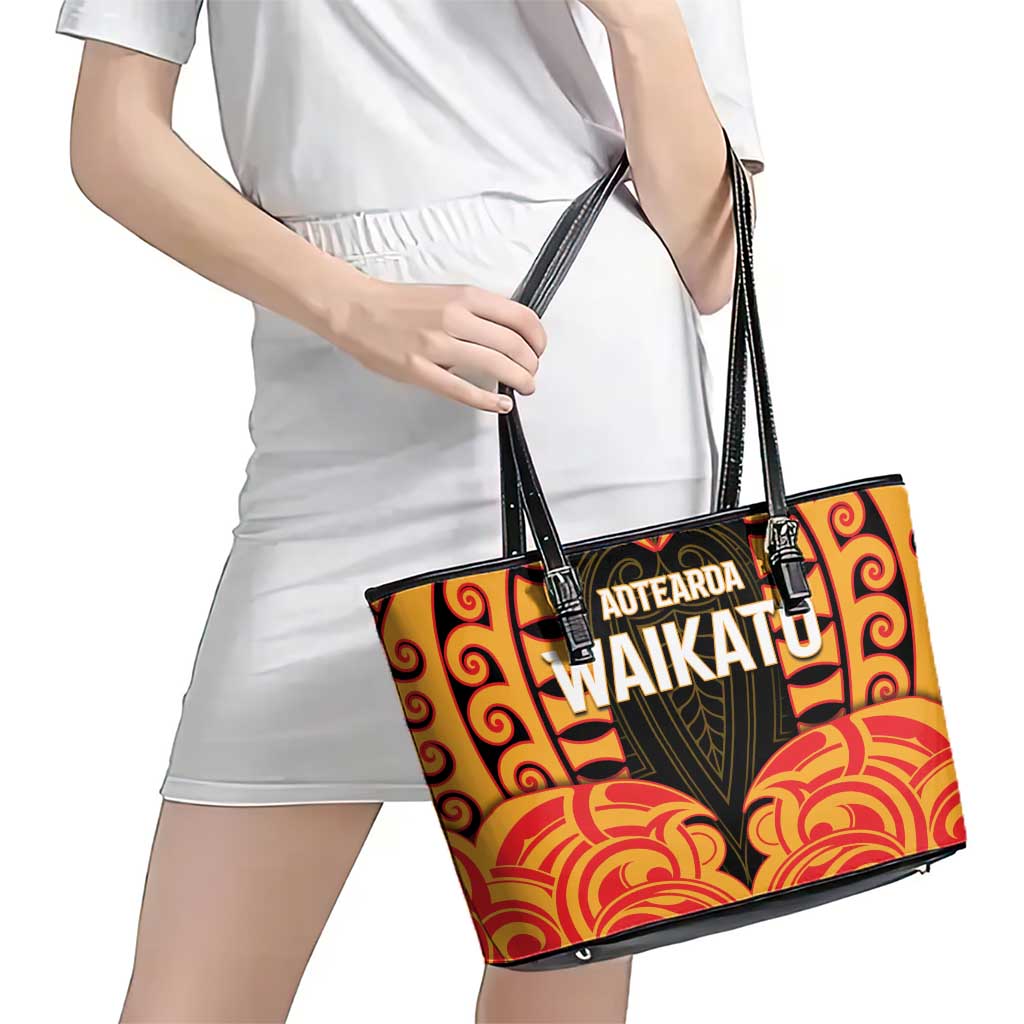 Aotearoa Waikato Leather Tote Bag Maori Pattern New Zealand - Polynesian Pride