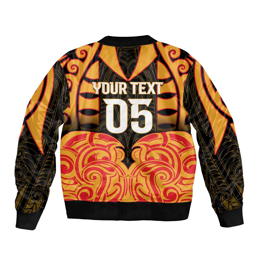 Custom Aotearoa Waikato Sleeve Zip Bomber Jacket Maori Pattern New Zealand - Polynesian Pride