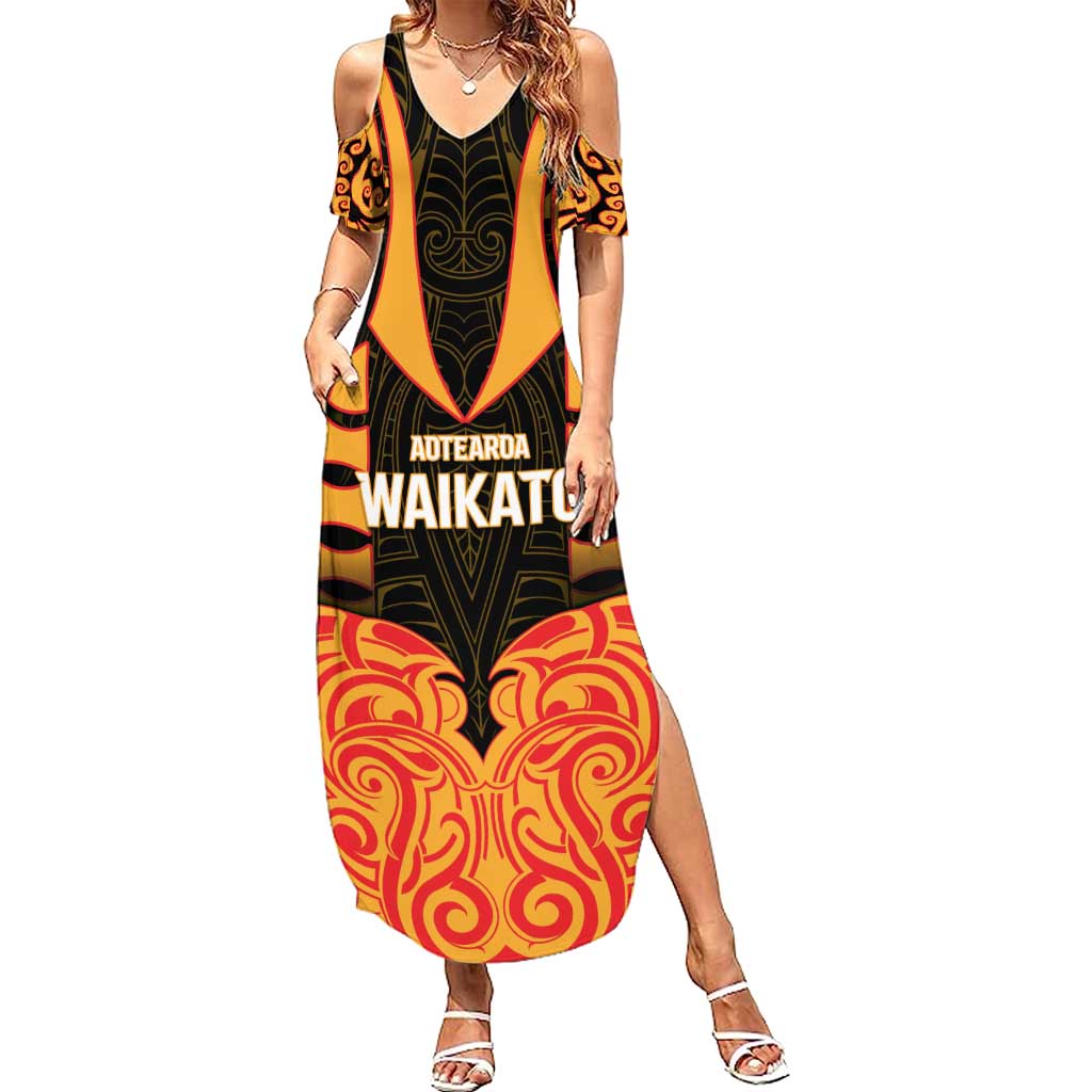 Custom Aotearoa Waikato Summer Maxi Dress Maori Pattern New Zealand - Polynesian Pride