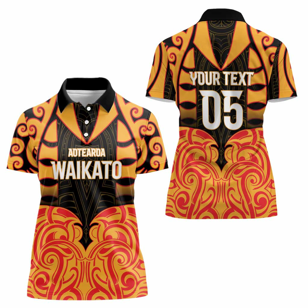 Custom Aotearoa Waikato Women Polo Shirt Maori Pattern New Zealand - Polynesian Pride