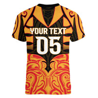 Custom Aotearoa Waikato Women V-Neck T-Shirt Maori Pattern New Zealand - Polynesian Pride