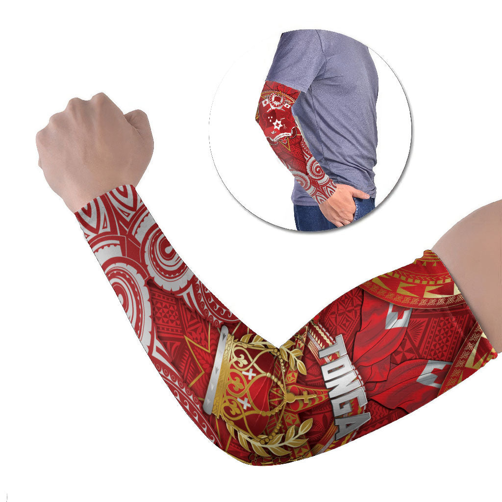 Tonga King's Birthday Arm Sleeves Gold Royal Crown Tribal Patterns