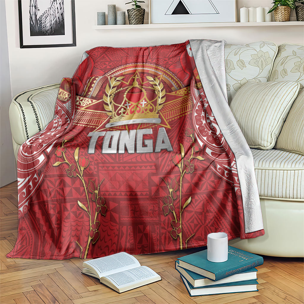 Tonga King's Birthday Blanket Gold Royal Crown Tribal Patterns DT05 Red - Polynesian Pride