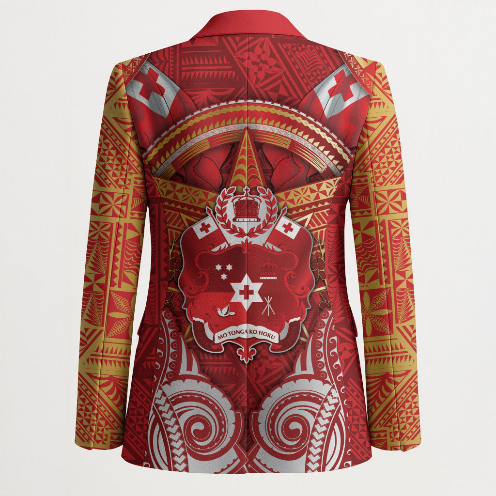 Tonga King's Birthday Blazer Gold Royal Crown Tribal Patterns