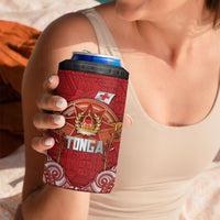 Tonga King's Birthday 4 in 1 Can Cooler Tumbler Gold Royal Crown Tribal Patterns