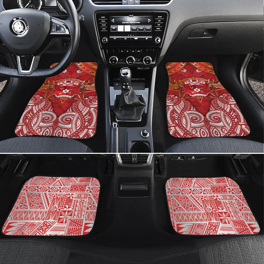 Tonga King's Birthday Car Mats Gold Royal Crown Tribal Patterns