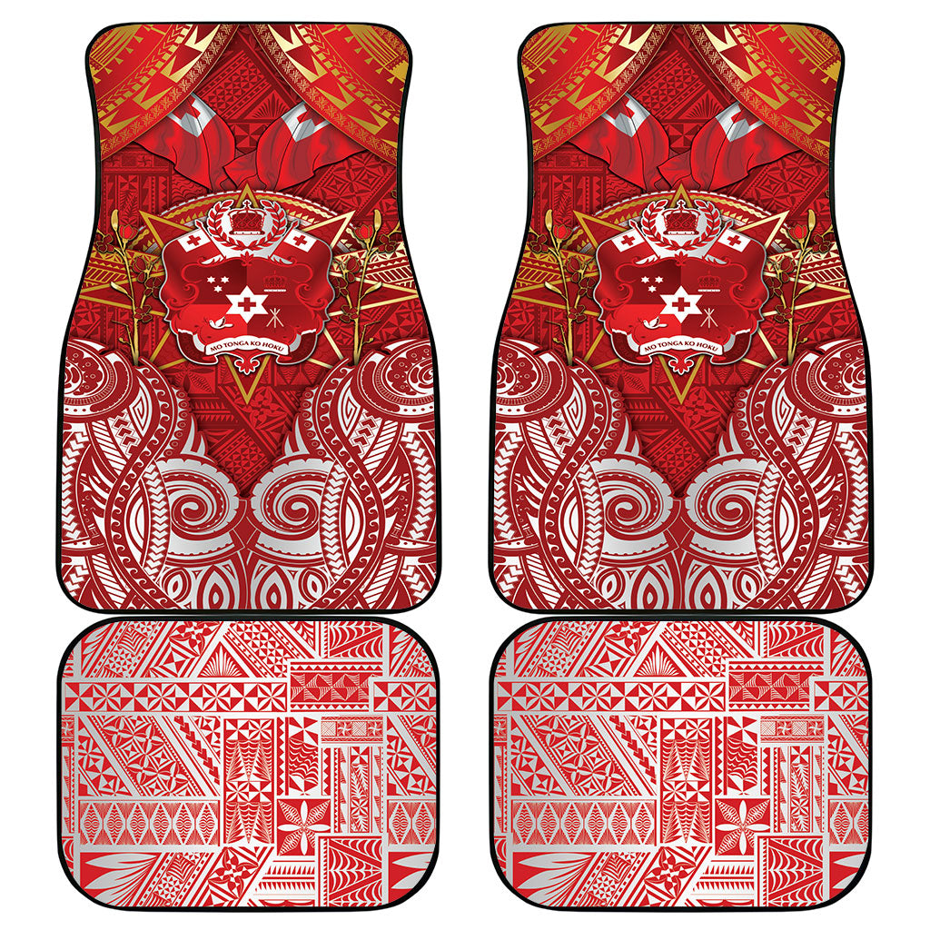 Tonga King's Birthday Car Mats Gold Royal Crown Tribal Patterns
