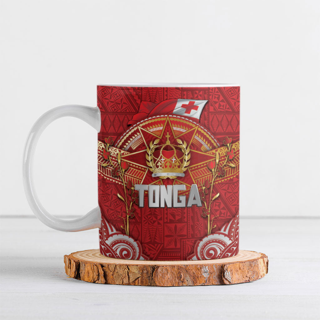 Tonga King's Birthday Ceramic Mug Gold Royal Crown Tribal Patterns