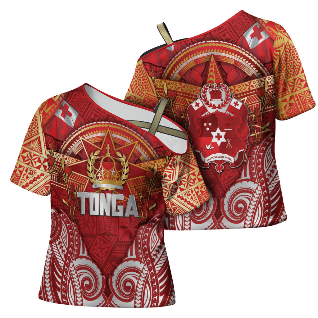 Tonga King's Birthday Cross Shoulder Shirt Gold Royal Crown Tribal Patterns