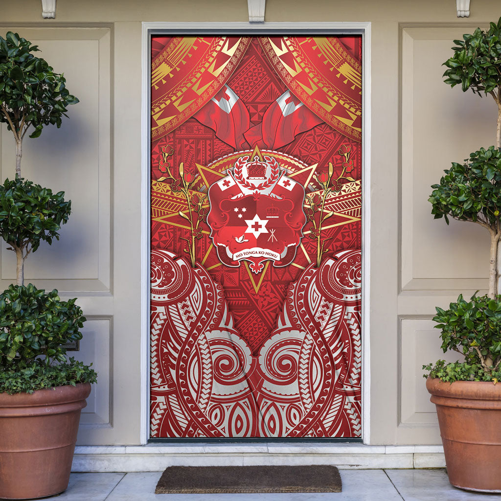 Tonga King's Birthday Door Cover Gold Royal Crown Tribal Patterns